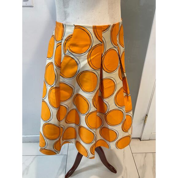 Lane Bryant The Modernist Abstract Orange Cream Box Pleat Circles skirt 20 - Picture 3 of 13